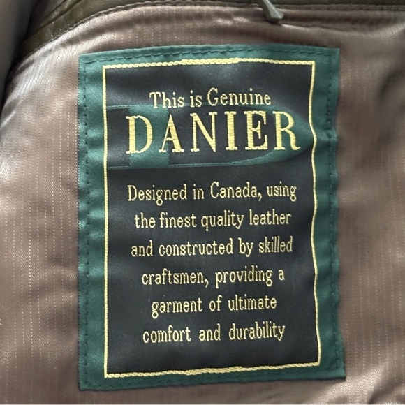 NWT Danier Sz L Army Green Leather Jacket - Picture 11 of 13